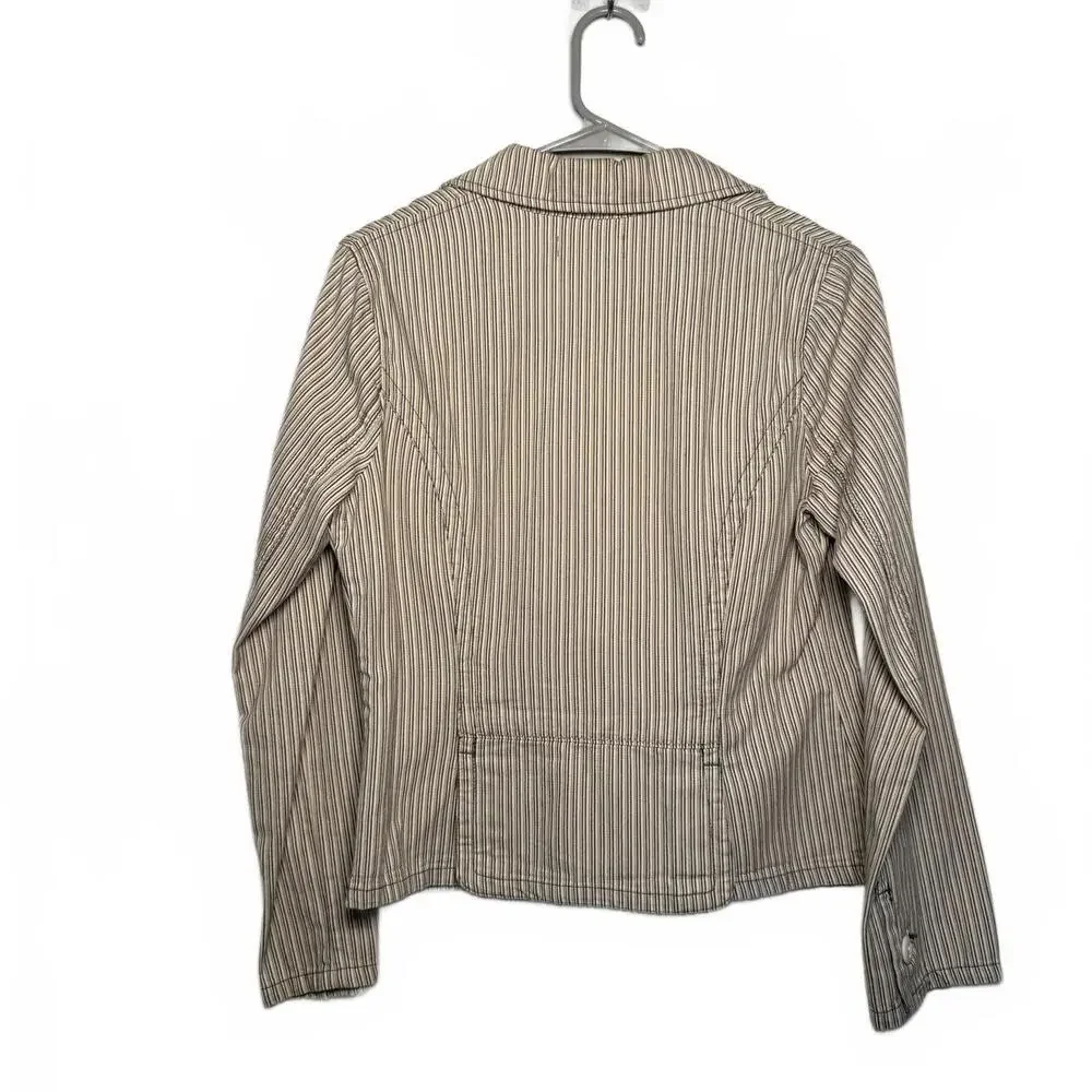 Y2K Indie vanguard Preppy Beige Striped Blazer Jacket - Picture 5 of 6